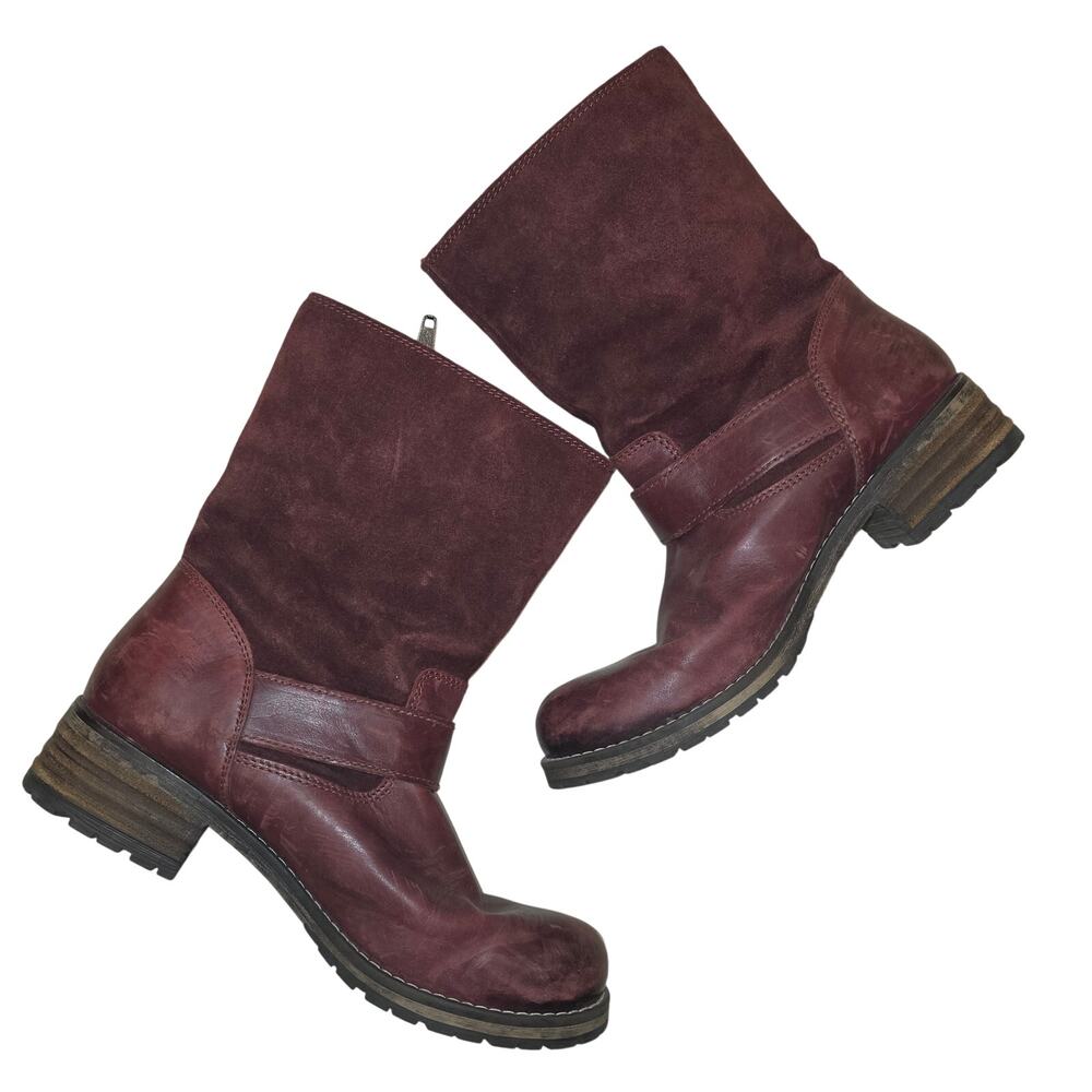 Clarks Majorca Isla mid calf leather slouch, zip burgundy boots sz 9.5 - Picture 4 of 11